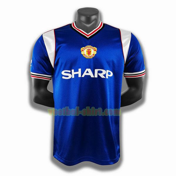 manchester united uit player shirt 1985 blauw mannen