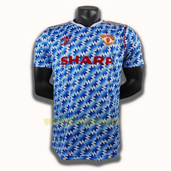 manchester united uit player shirt 1992 blauw mannen