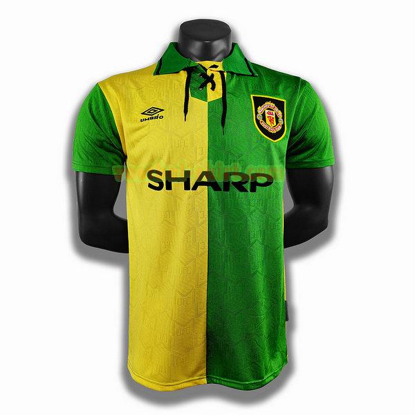 manchester united uit player shirt 1992 geel groen mannen