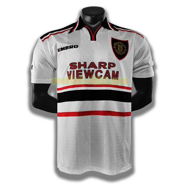 manchester united uit player shirt 1999 wit mannen