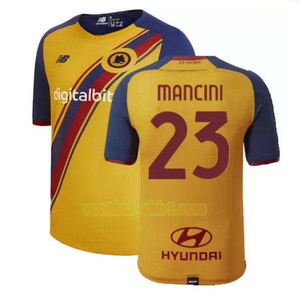 mancini 23 as roma fourth shirt 2021 2022 geel mannen
