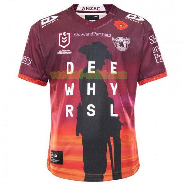 manly warringah sea eagles anzac shirt 2021 purper mannen