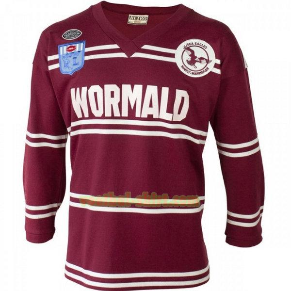 manly warringah sea eagles lange mouwen thuis shirt 1987 purper mannen