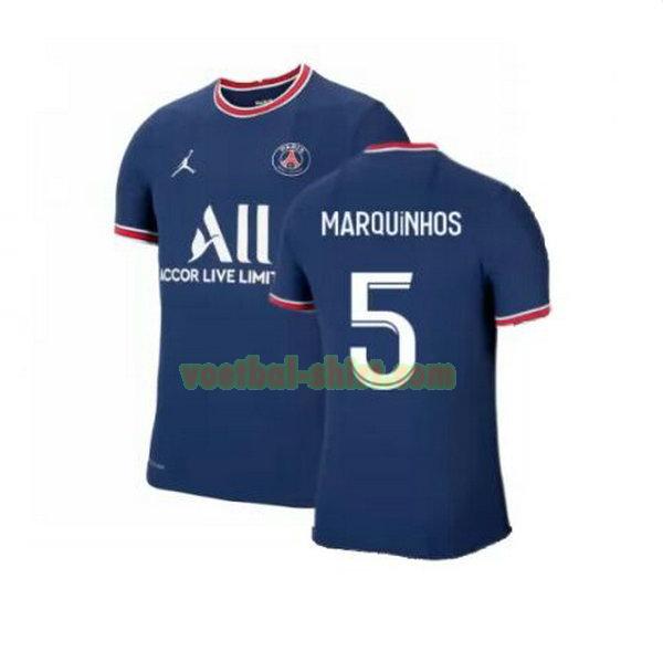 marquinhos 5 paris saint germain thuis shirt 2021 2022 blauw mannen