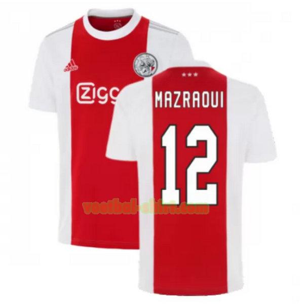 mazraoui 12 ajax thuis shirt 2021 2022 rood wit mannen