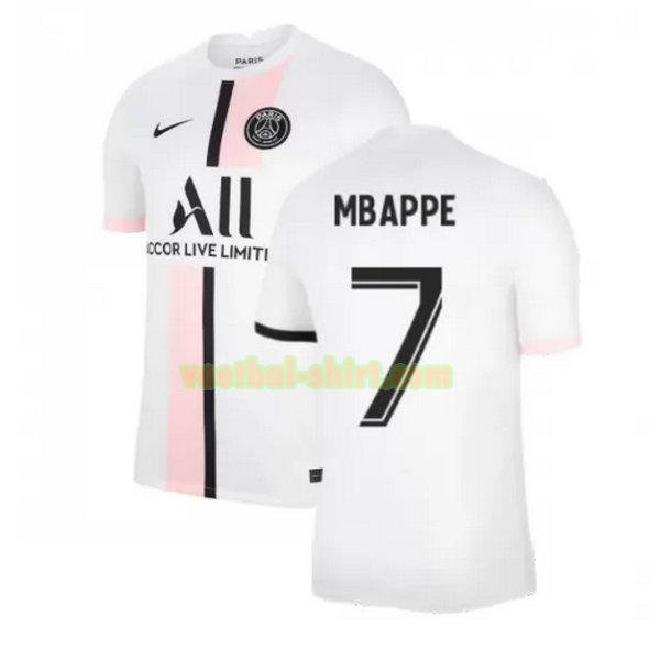 mbappe 7 paris saint germain uit shirt 2021 2022 wit mannen