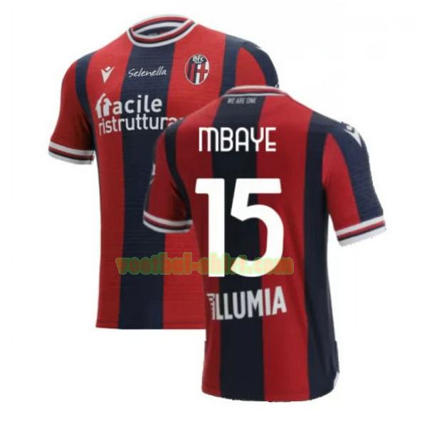 mbaye 15 bologna thuis shirt 2021 2022 rood blauw mannen