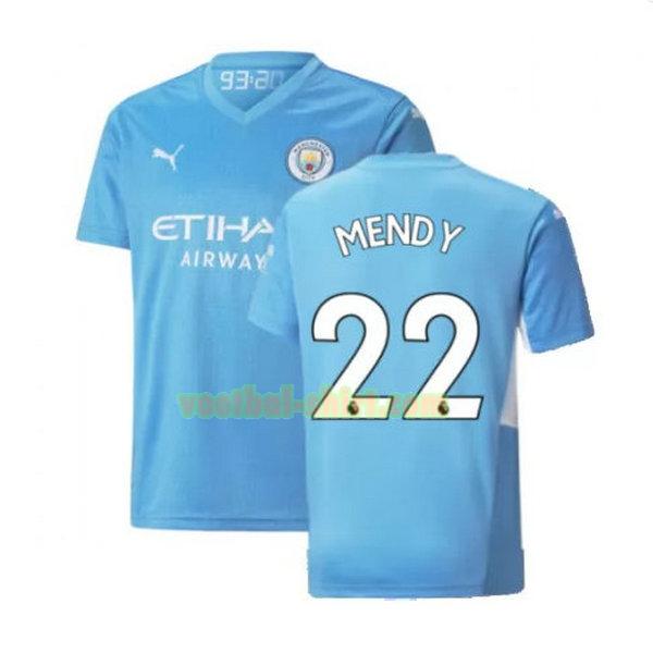 mendy 22 manchester city thuis shirt 2021 2022 blauw mannen