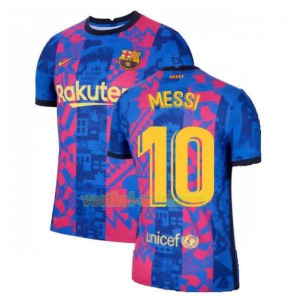 messi 10 barcelona 3e shirt 2021 2022 blauw rood mannen