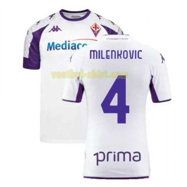 milenkovic 4 fiorentina uit shirt 2021 2022 wit mannen