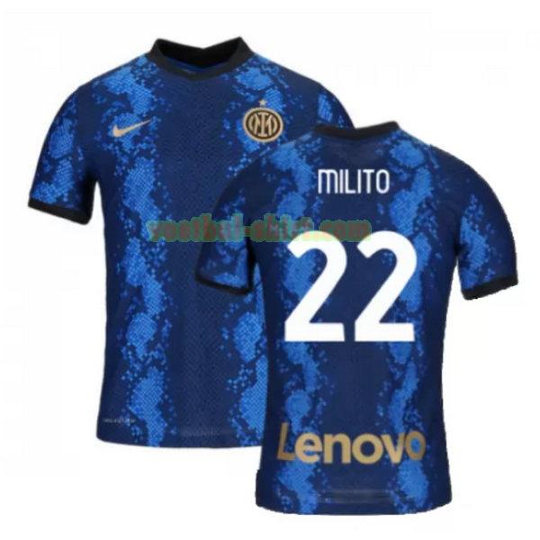 milito 22 inter milan thuis shirt 2021 2022 blauw mannen
