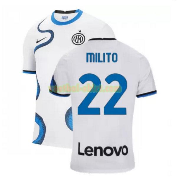 milito 22 inter milan uit shirt 2021 2022 wit mannen