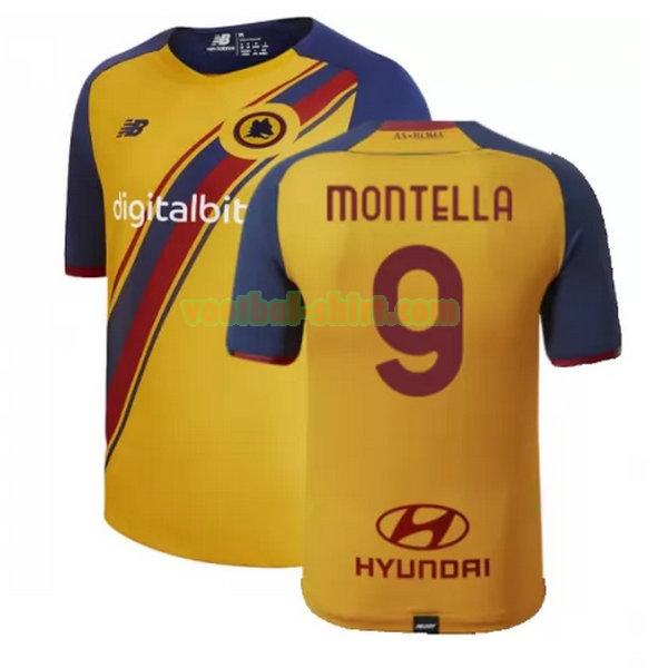 montella 9 as roma fourth shirt 2021 2022 geel mannen