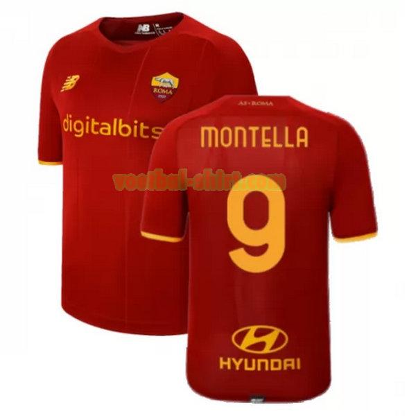 montella 9 as roma thuis shirt 2021 2022 rood mannen