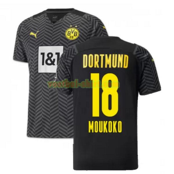 moukoko 18 borussia dortmund uit shirt 2021 2022 zwart mannen