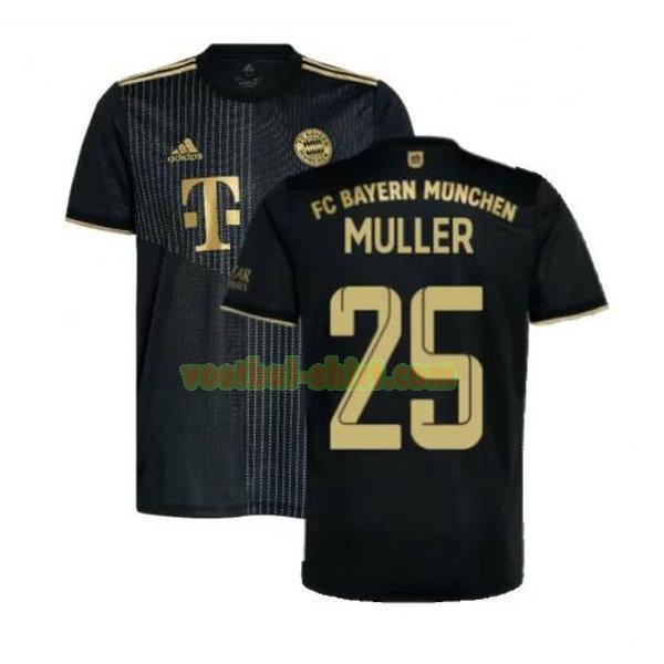 muller 25 bayern münchen uit shirt 2021 2022 zwart mannen