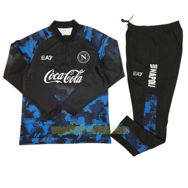 napoli set half zipper trainingspak 2024 2025 zwart blauw mannen