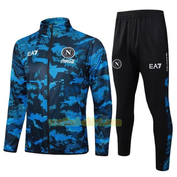 napoli set long zipper trainingspak 2024 2025 blauw mannen