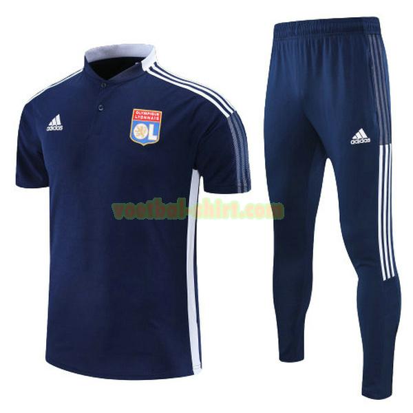 olympique lyon set polo 2022 blauw mannen