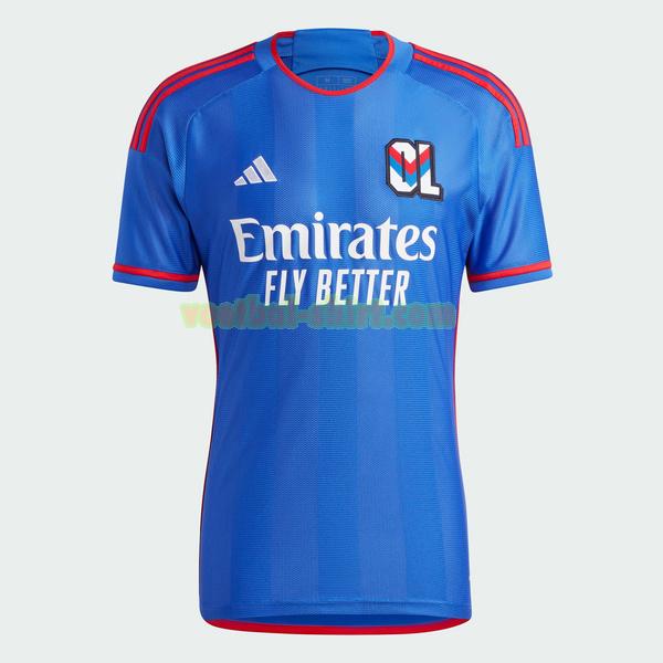 olympique lyon uit shirt 2023 2024 thailand blauw mannen