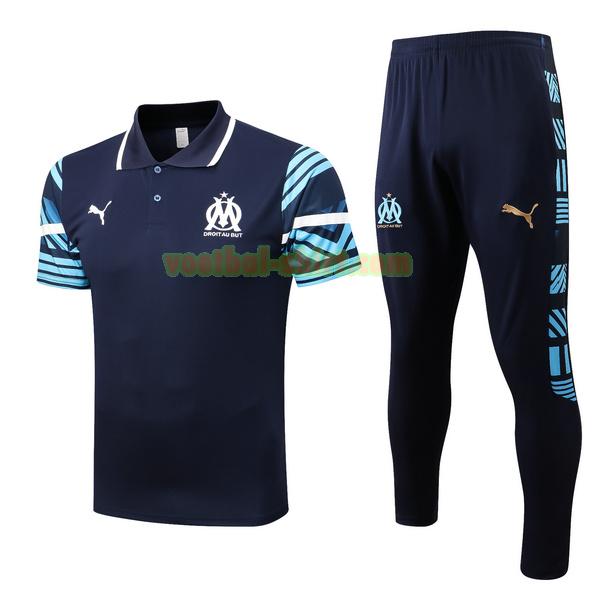olympique marseille set polo 2022 2023 blauw mannen