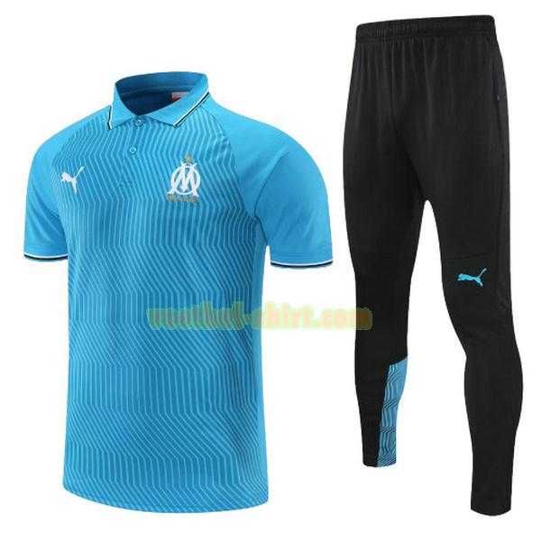 olympique marseille set polo 2022 blauw mannen