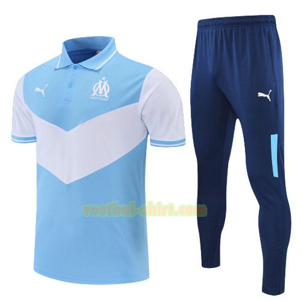 olympique marseille set polo 2022 blauw wit mannen