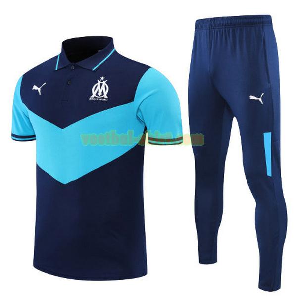 olympique marseille set polo 2022 navy blauw mannen