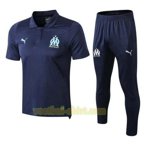 olympique marseille set poloshirt 2018-2019 blauw marinekleur mannen