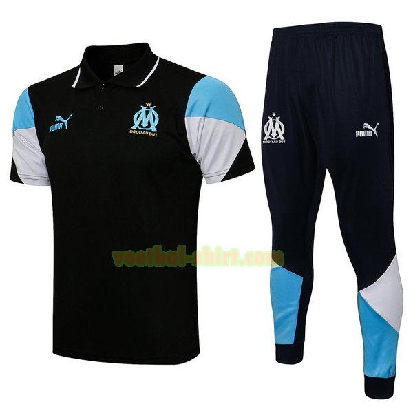 olympique marseille set poloshirt 2021 2022 zwart mannen