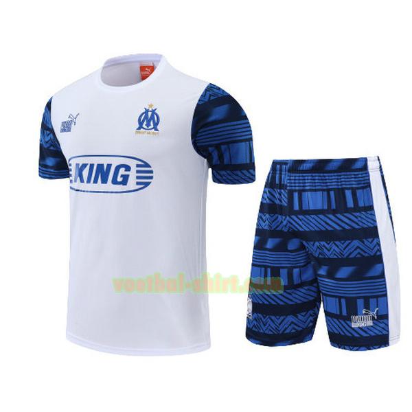 olympique marseille set training shirt 2022 2023 wit blauw mannen