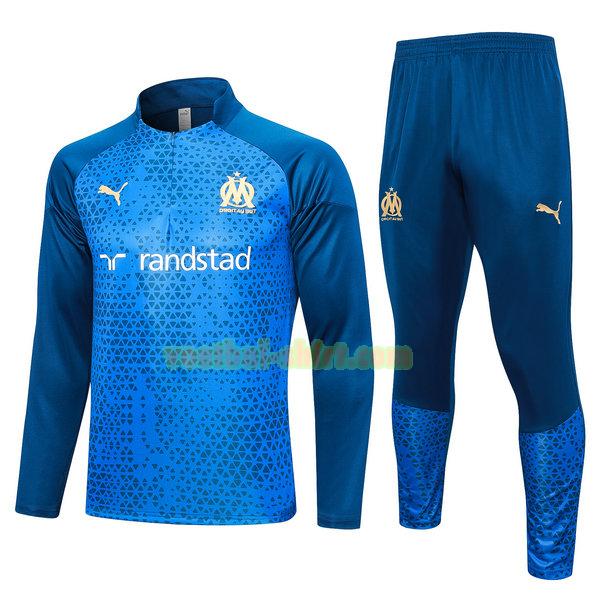 olympique marseille set trainingspak 2023 2024 blauw zwart mannen