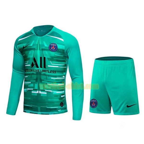 paris saint germain lange mouwen doelman shirts+pantalón 2021 blauw mannen