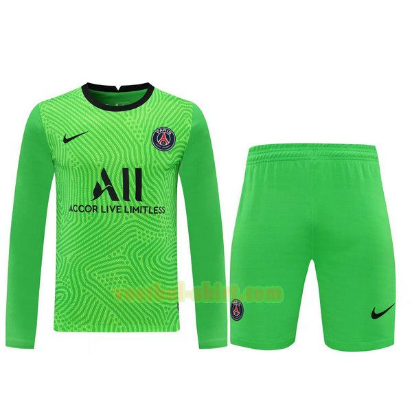 paris saint germain lange mouwen doelman shirts+pantalón 2021 groen mannen