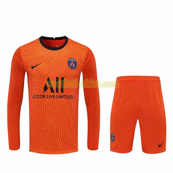 paris saint germain lange mouwen doelman shirts+pantalón 2021 oranje mannen