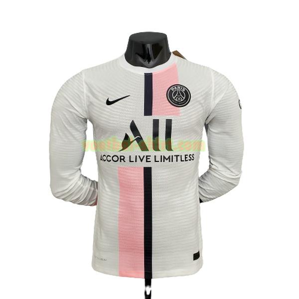 paris saint germain player uit shirt 2021 2022 lange mouwen wit mannen