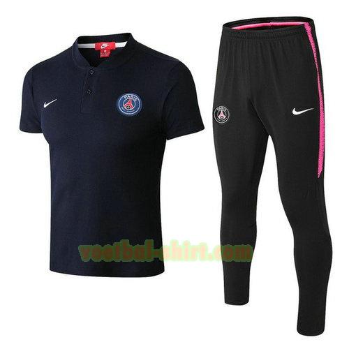 paris saint germain set poloshirt 2018-2019 blauw mannen