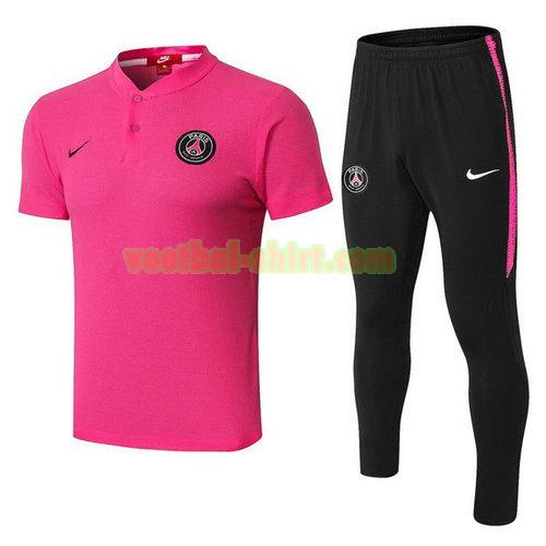 paris saint germain set poloshirt 2018-2019 roze zwart mannen