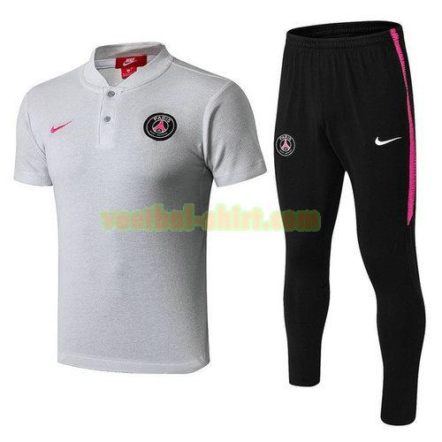 paris saint germain set poloshirt 2018-2019 zwart roze mannen