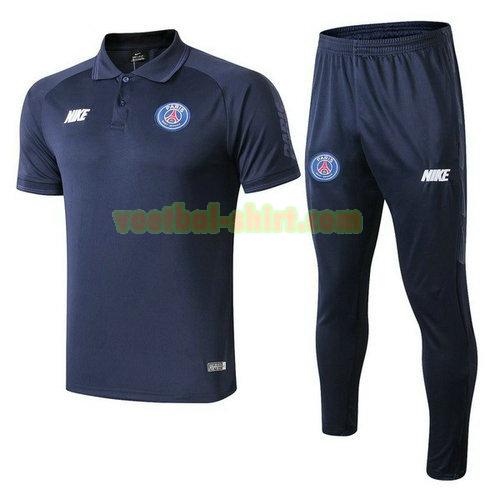 paris saint germain set poloshirt 2019-2020 blauw mannen