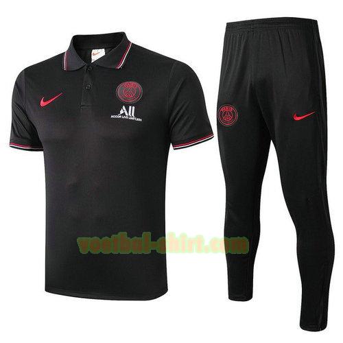 paris saint germain set poloshirt 2019-2020 rood zwart mannen