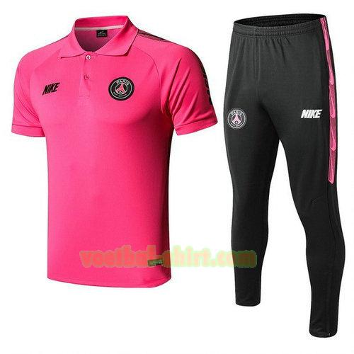 paris saint germain set poloshirt 2019-2020 roze zwart mannen