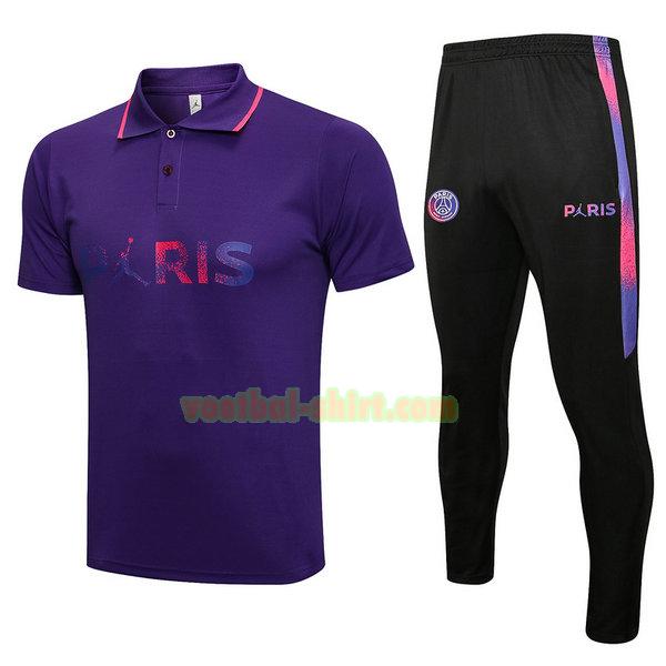 paris saint germain set poloshirt 2021 2022 purper mannen