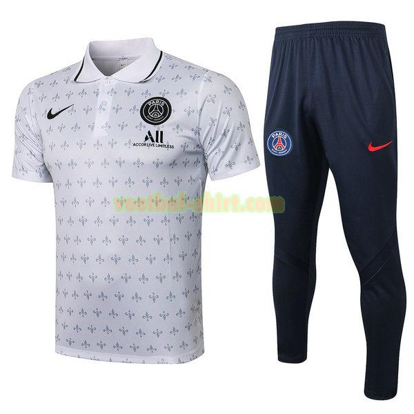 paris saint germain set poloshirt 2021 2022 wit mannen