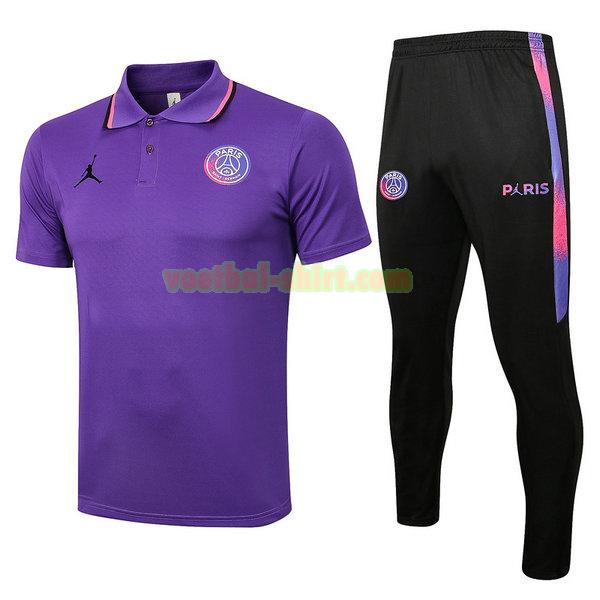 paris saint germain set poloshirt 2021 22 purper mannen