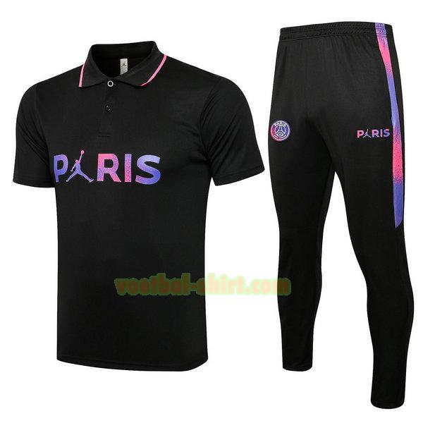 paris saint germain set poloshirt 2021 22 zwart mannen