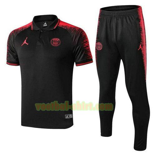 paris saint germain set poloshirt jordan 18-19 zwart roze mannen