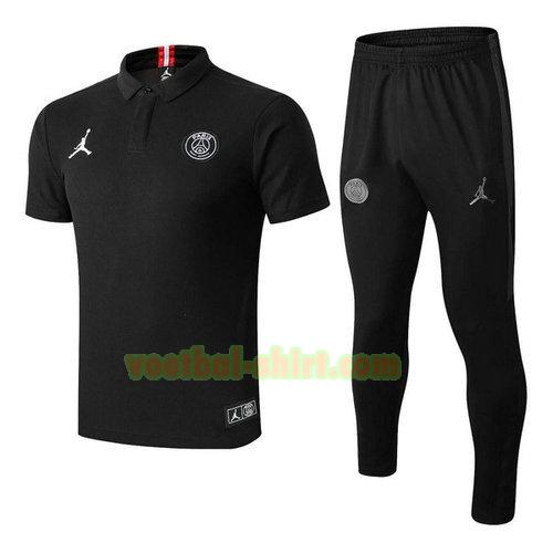 paris saint germain set poloshirt jordan 2019 zwart mannen