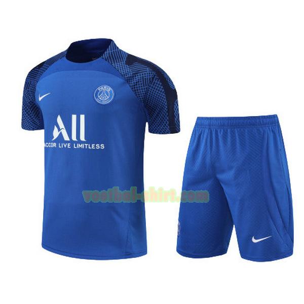 paris saint germain set training shirt 2022 2023 blauw mannen