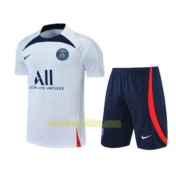 paris saint germain set training shirt 2022 2023 wit blauw mannen